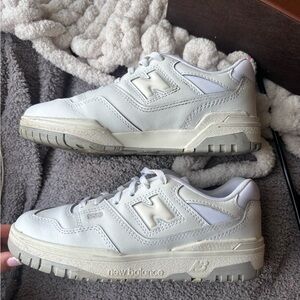 New Balance Kids White Leather & Mesh Sneakers